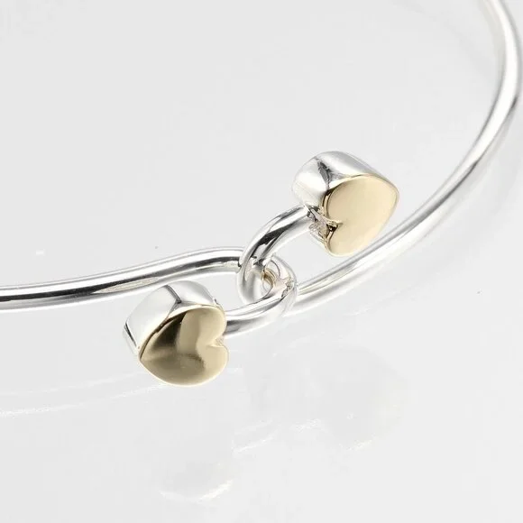 TIFFANY&Co. Double heart Bracelet Silver925/K18 yellow gold 8.53g Women